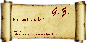 Garami Zoé névjegykártya